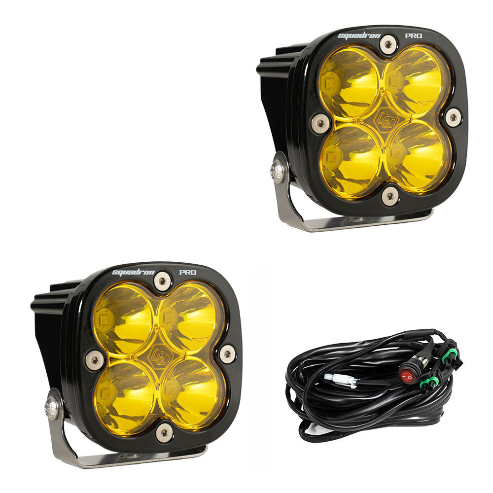 Squadron Pro Black LED Auxiliary Light Pod Pair - Amber- Spot