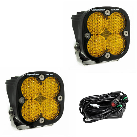 Squadron Sport Black LED Auxiliary Light Pod Pair Amber work scene