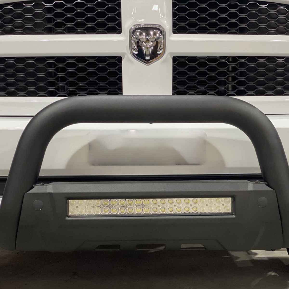 Black Nudge Bar with DBL Row Light Bar suits Ram 1500 DS (13-24) by AMTRUX