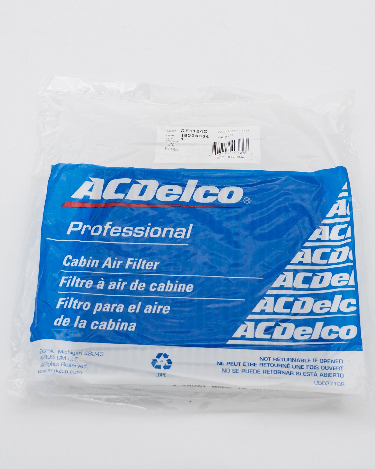 ACDelco Cabin Air Filter – CF1184C - Chev 2500HD 3500HD